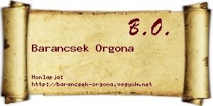 Barancsek Orgona névjegykártya